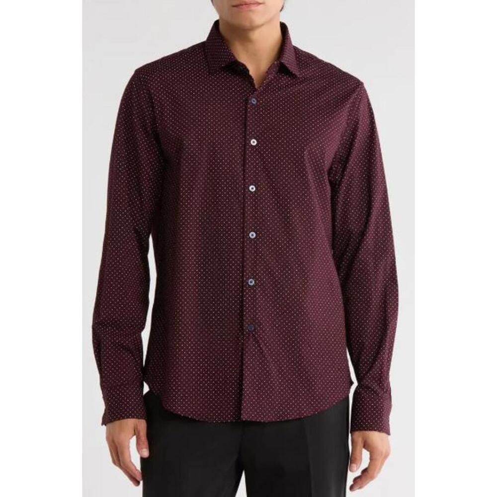 Denim &‎ Flower Dot Print Button-Up Shirt - XL